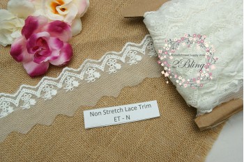 Non Stretch Lace Trim, Embroidery, Soft Gauze (ET.N) - 6cm -1m length